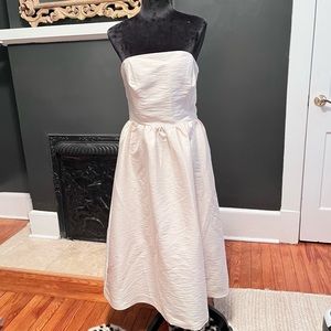 H&M cream satin strapless dress!